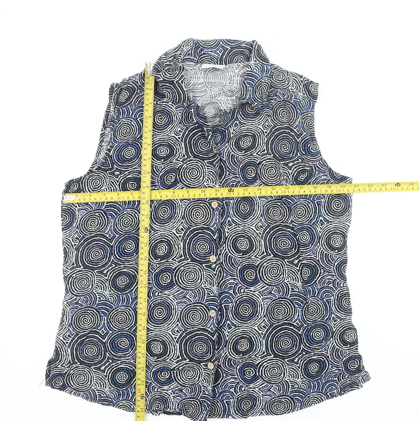 Kingston Grange Womens Multicoloured Sleeveless Button-Up Shirt Size 20 Bamboo Cotton
