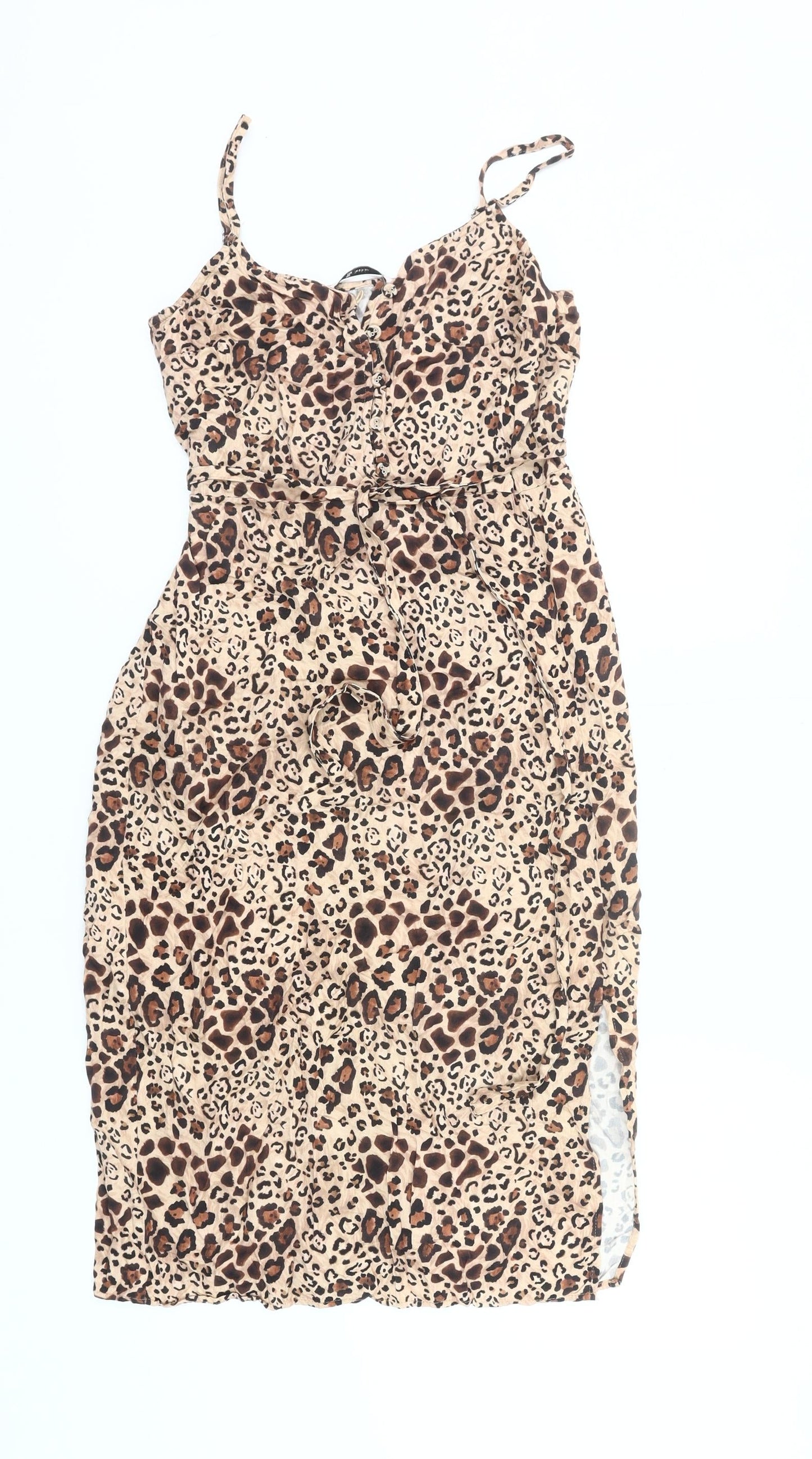 Tu Women’s Beige Leopard Print Viscose Slip Dress Size 10