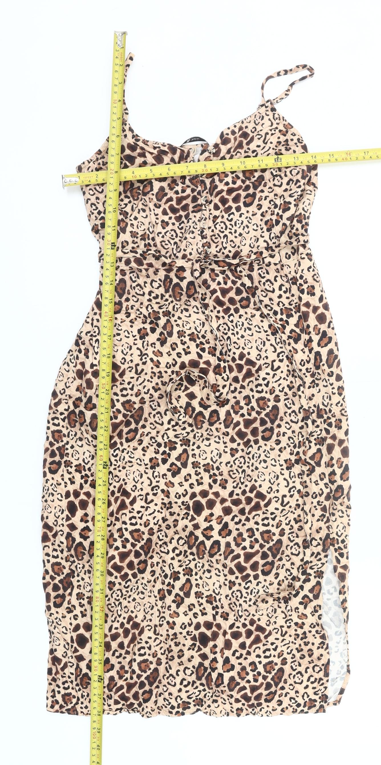 Tu Women’s Beige Leopard Print Viscose Slip Dress Size 10