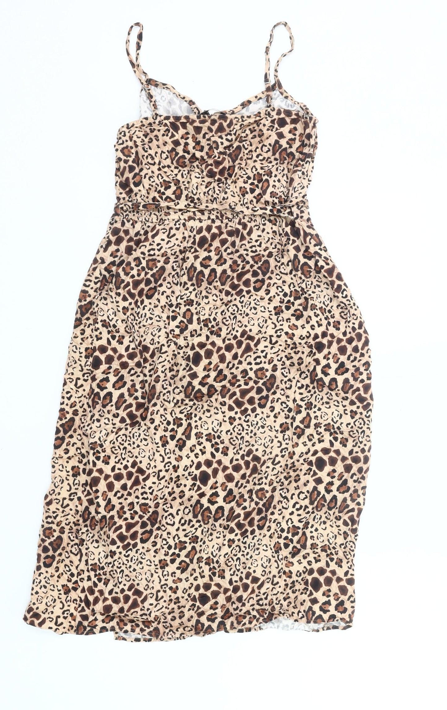 Tu Women’s Beige Leopard Print Viscose Slip Dress Size 10