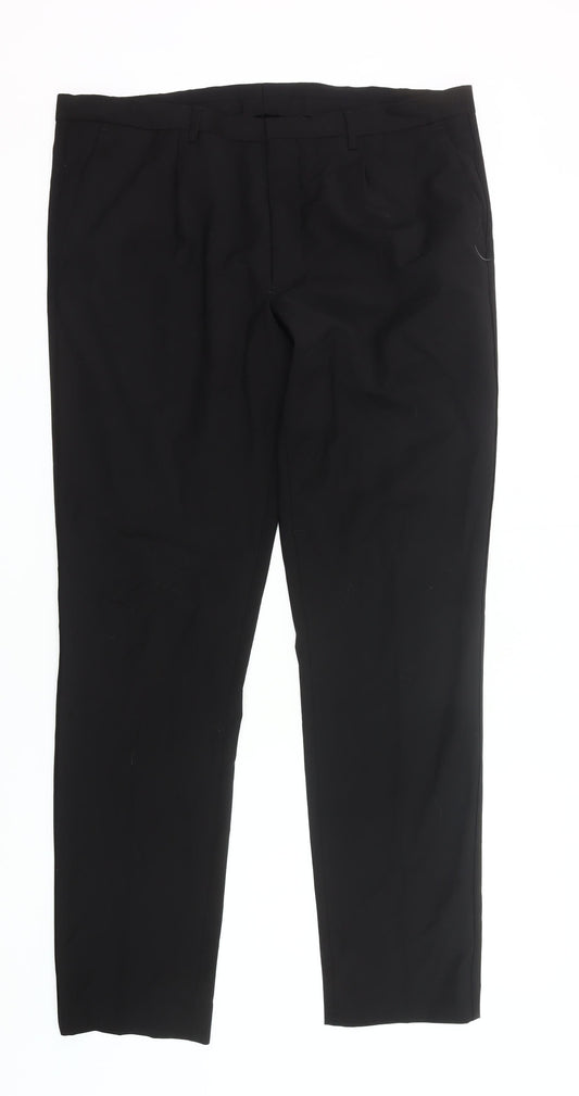 Marks and Spencer Men's Black Wool Slim Fit Dress Pants 38W 33L
