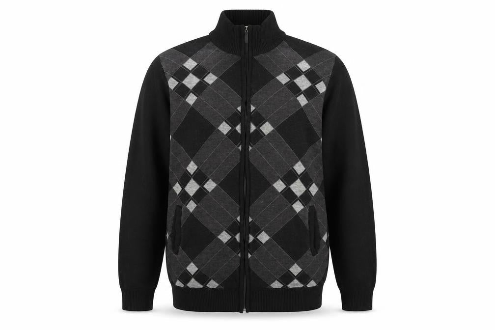 Smith & Taylor Men’s Black XL Argyle Full Zip Jumper