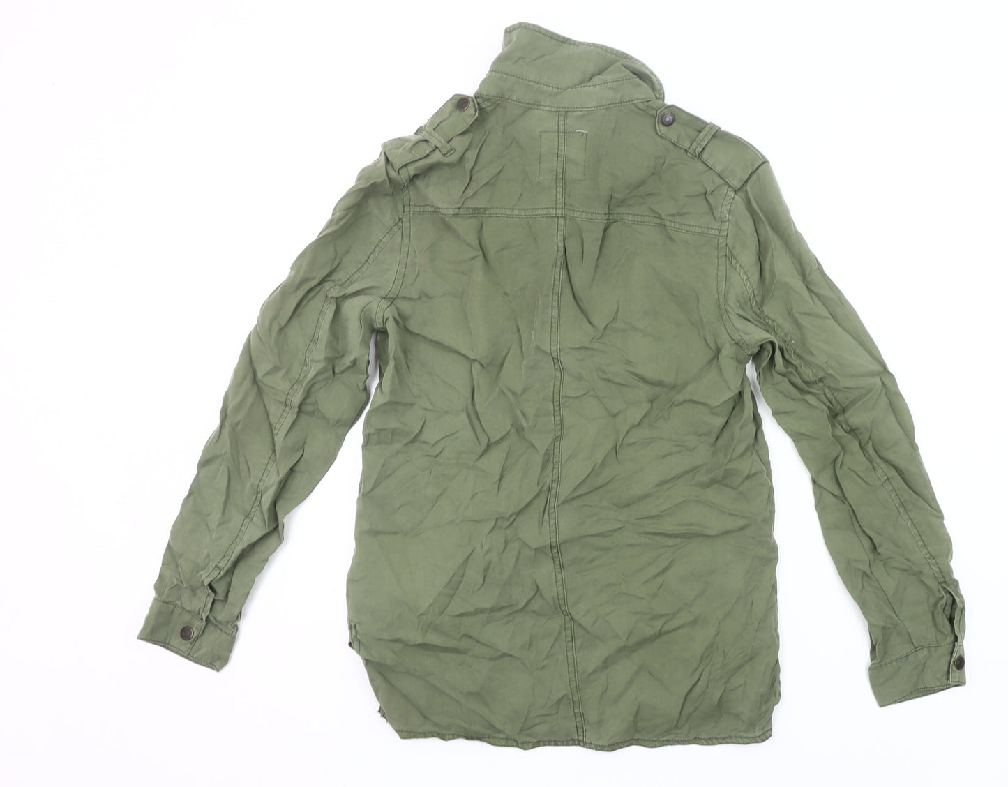 Denim Co Women’s Green Button-Up Shirt Size 6 UK Long Sleeve