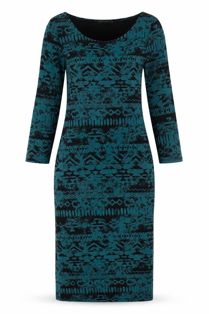 Internacionale Women’s Green Black Aztec Bodycon Dress Size 10