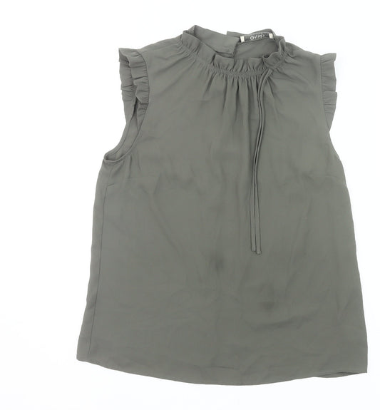 Oasis Women’s Green High Neck Ruffle Tunic Blouse UK 10
