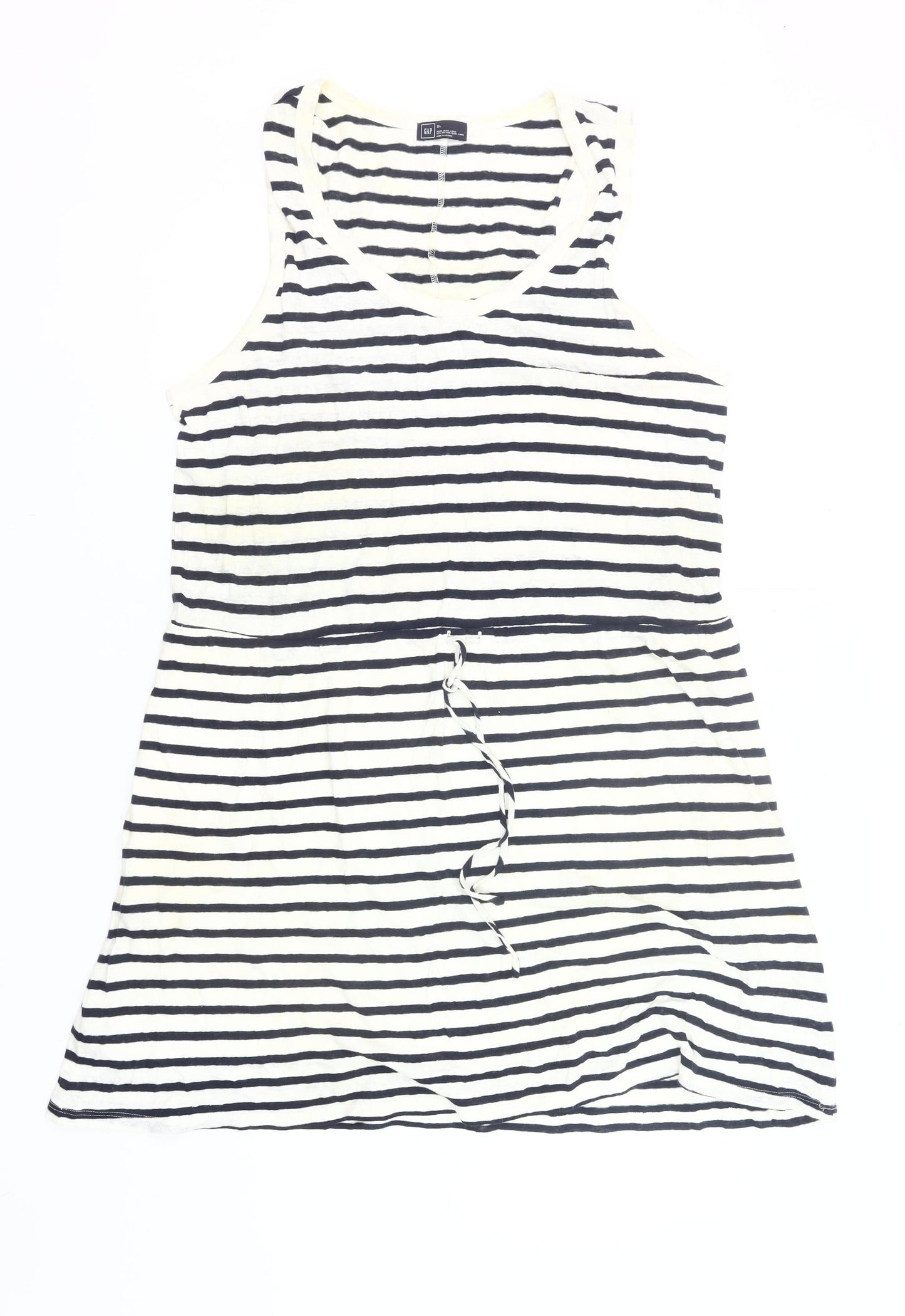 GAP Women’s XL Black White Striped Tank Dress Linen Cotton