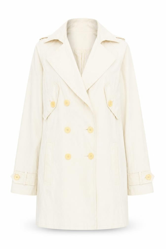 InWear Women’s Ivory Trench Coat UK 10 Buttoned Mid-Length Lined