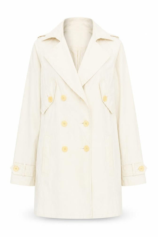 InWear Women’s Ivory Trench Coat UK 10 Buttoned Mid-Length Lined