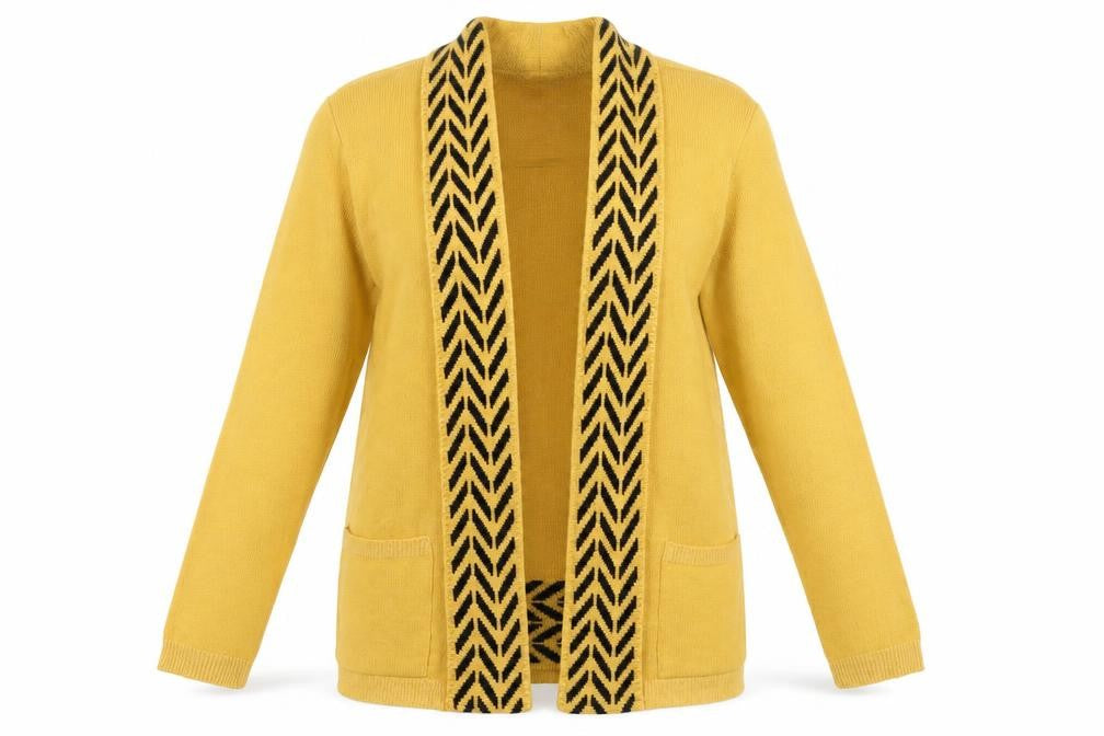 Envy Us Womens Yellow Cardigan S Regular Knit Open Pockets