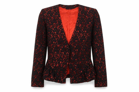 Collection London Women Black Red Lace Suit Jacket Size 12 Formal