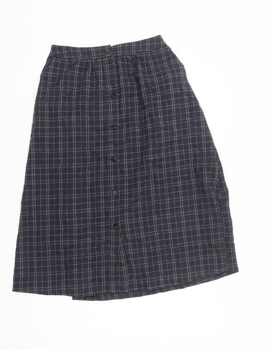 Damart Women’s Blue Check A-Line Midi Skirt UK 10