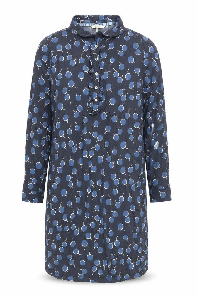 Boden Women’s Blue Polka Dot Shirt Dress Size 16 Long Sleeve Cotton