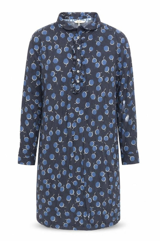 Boden Women’s Blue Polka Dot Shirt Dress Size 16 Long Sleeve Cotton