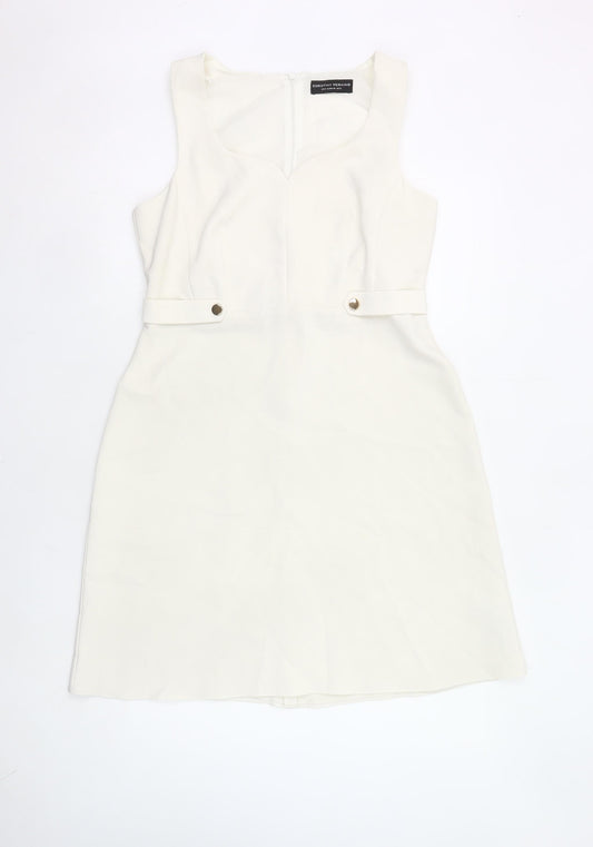 Dorothy Perkins Women Ivory Sheath Dress UK 12 Sleeveless Workwear