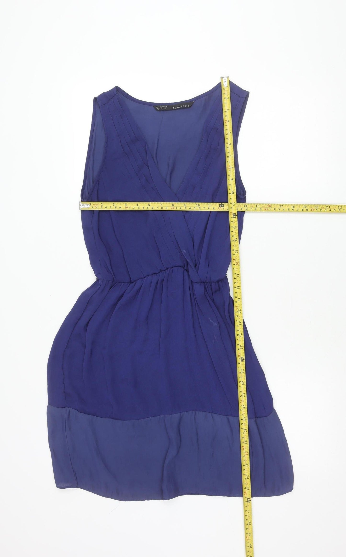 Zara Basic Women’s Blue Sleeveless V-Neck Wrap Dress Size 12