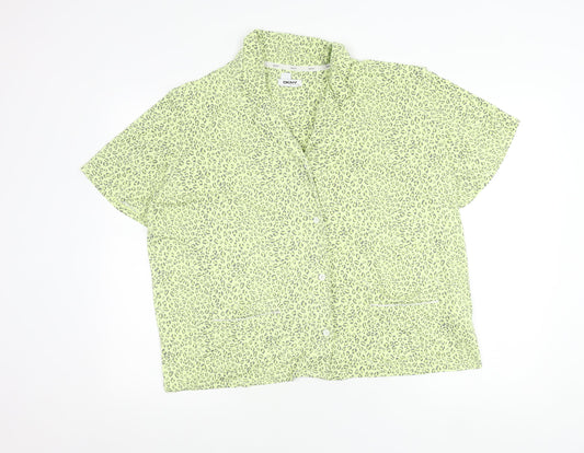 DKNY Women’s Green Leopard Print Pyjama Shirt Top XL