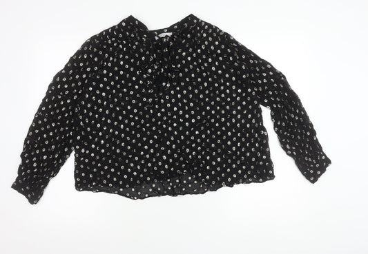Marks and Spencer Per Una Womens Black Metallic Spot Blouse Size 14