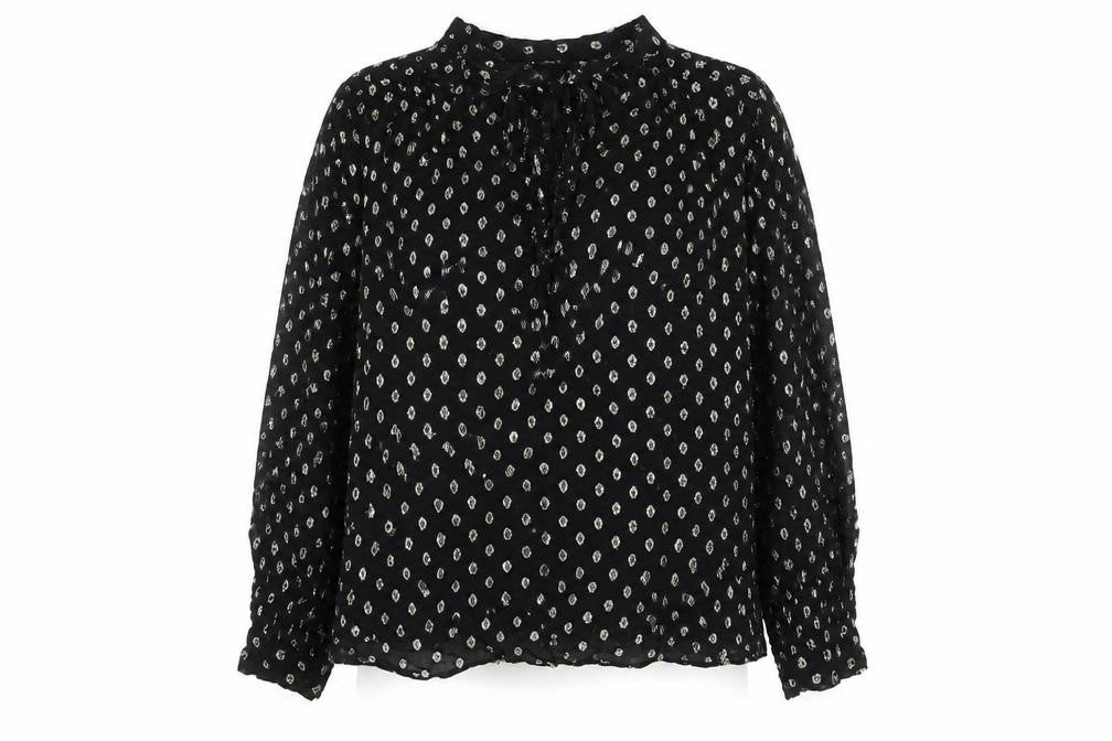 Marks & Spencer Per Una Womens Black Metallic Spot Blouse Size 14