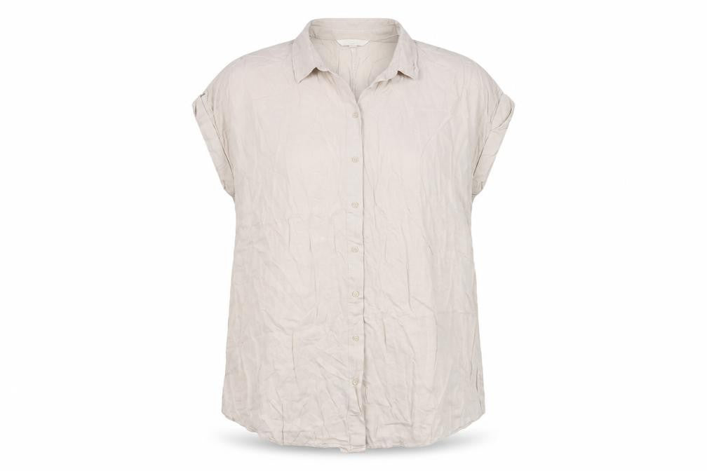 H&M Mama Womens Beige Button-Up Shirt Size 16 Short Sleeve Viscose