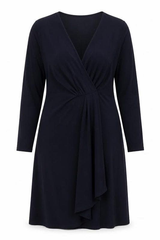 Planet Women’s Navy Blue Size 12 Wrap Dress Long Sleeve Knee Length