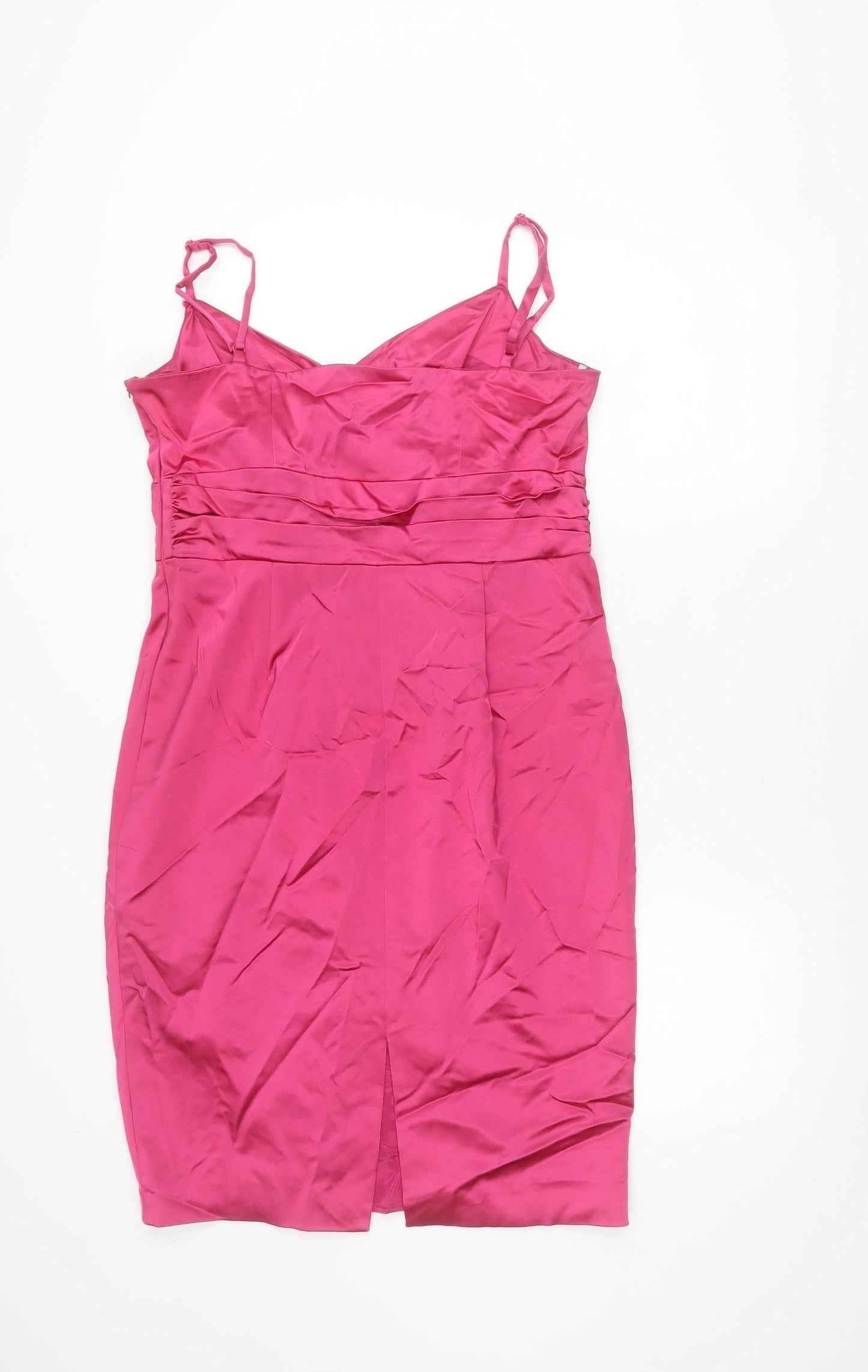 Coast Women’s Pink Sheath Dress Size 16 Satin V-Neck Cocktail Formal