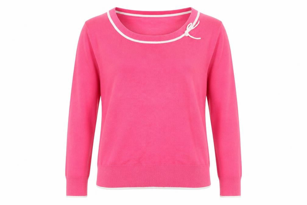 M&Co Women’s Pink Scoop Neck Bow Accent Pullover Jumper Size 16