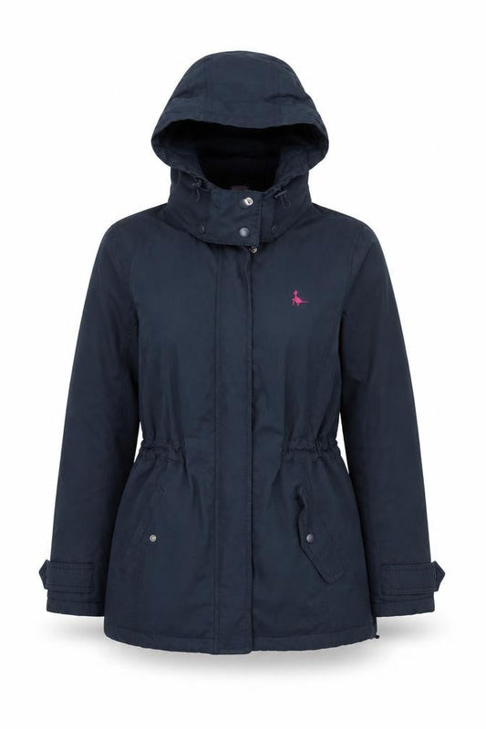 Jack Wills Womens Blue Parka Jacket Size 8 Hooded Cotton Blend