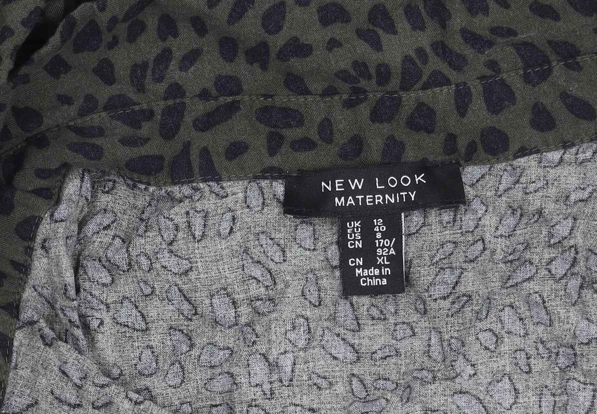 New Look Maternity Women’s Green Animal Print Button-Up Blouse UK 12