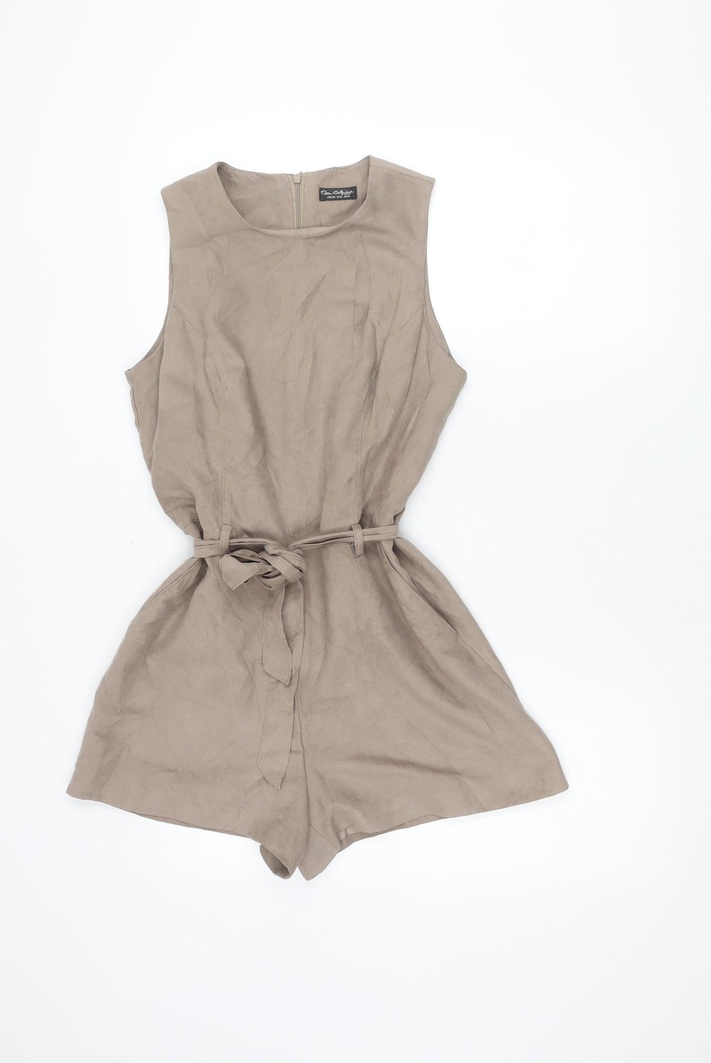 Miss Selfridge Women’s Beige Size 10 Sleeveless Belted Playsuit