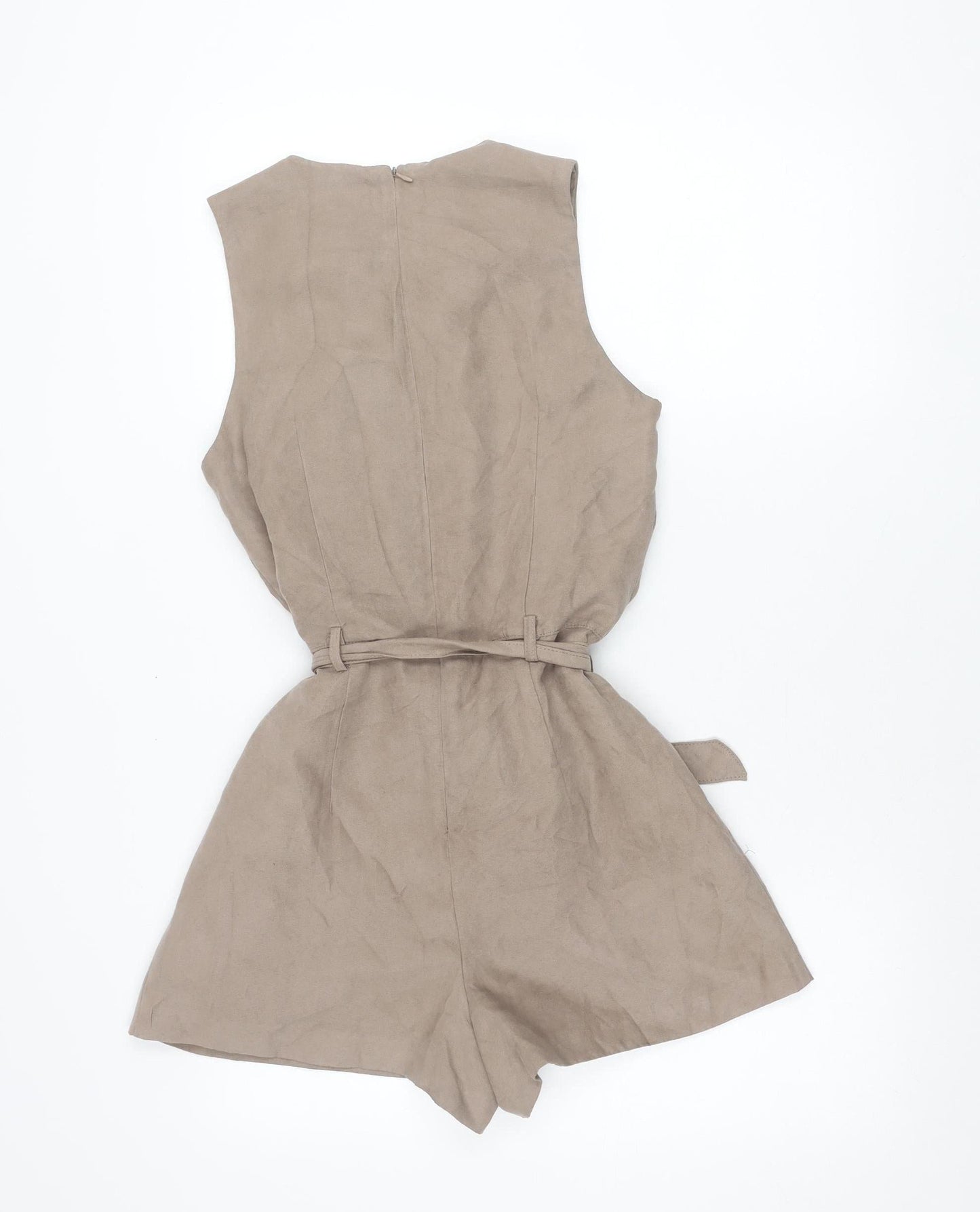Miss Selfridge Women’s Beige Size 10 Sleeveless Belted Playsuit