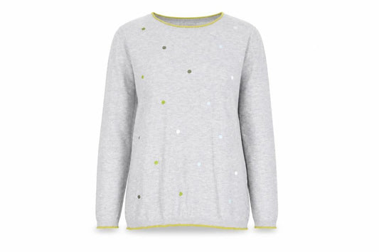 E-vie Womens Grey Polka Dot Crew Neck Pullover Jumper Size M
