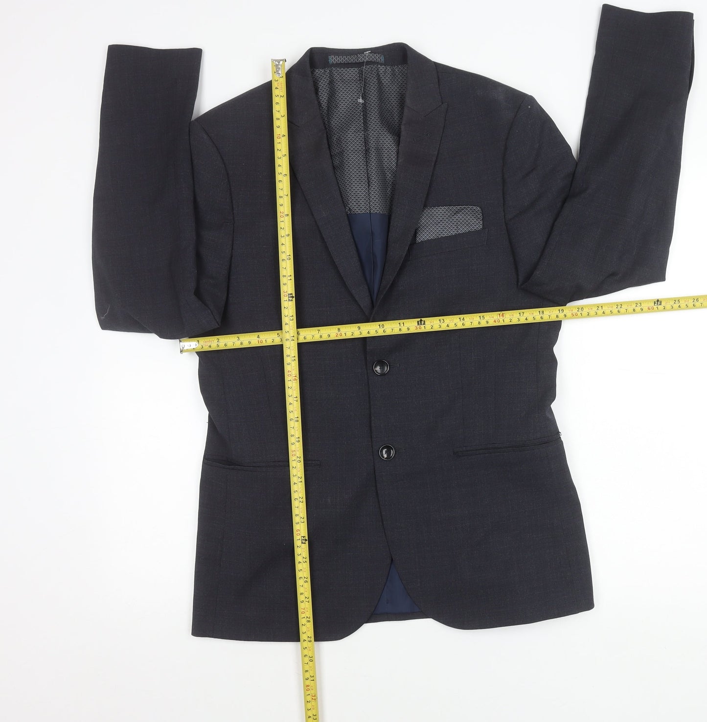 Marks and Spencer Men's Grey Wool Blend Blazer Jacket 38in M