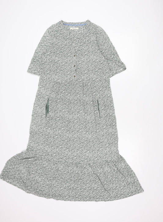 White Stuff Women’s Green Geometric Shirt Dress Size 12