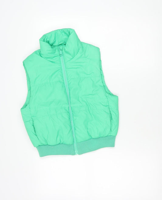 H&M Boys Green Puffer Jacket Vest Age 13 Years Sleeveless Winter Casual