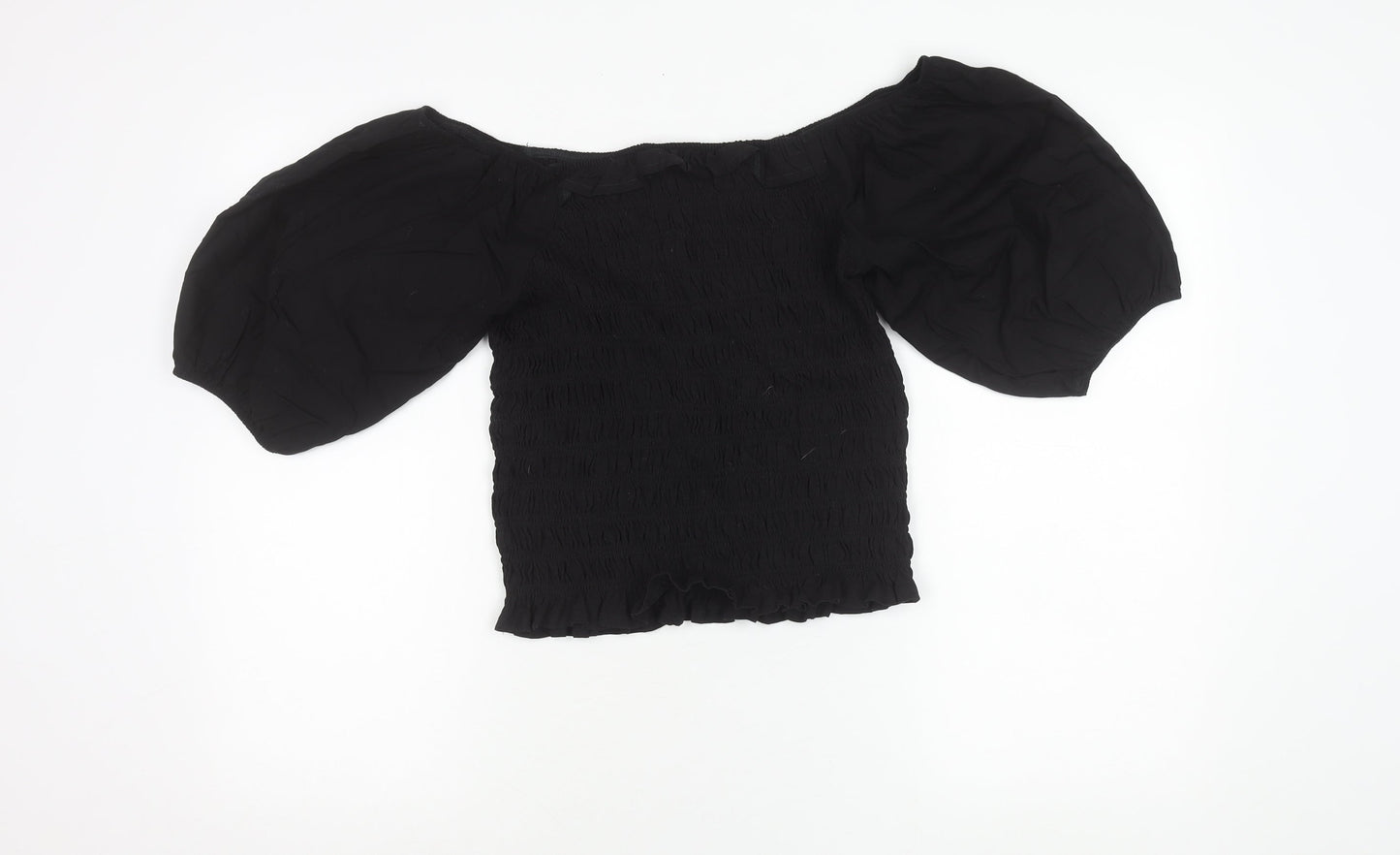 Next Women Black Size 12 Off Shoulder Puff Sleeve Blouse