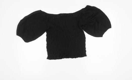 Next Women Black Size 12 Off Shoulder Puff Sleeve Blouse
