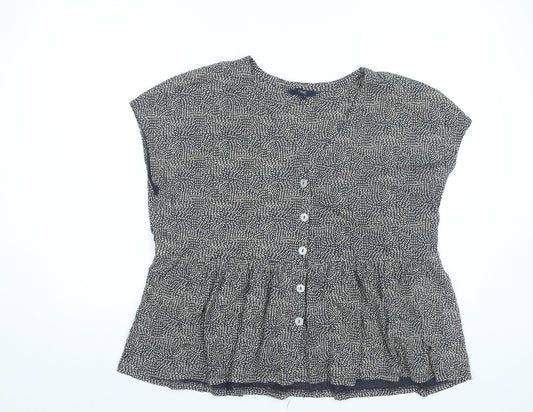 Next Women’s Black Geometric Cotton Tunic Blouse UK 16