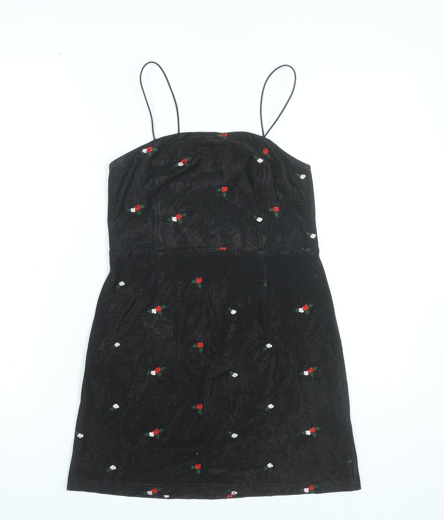 Urban Outfitters Women’s Black Floral Embroidered Slip Dress S