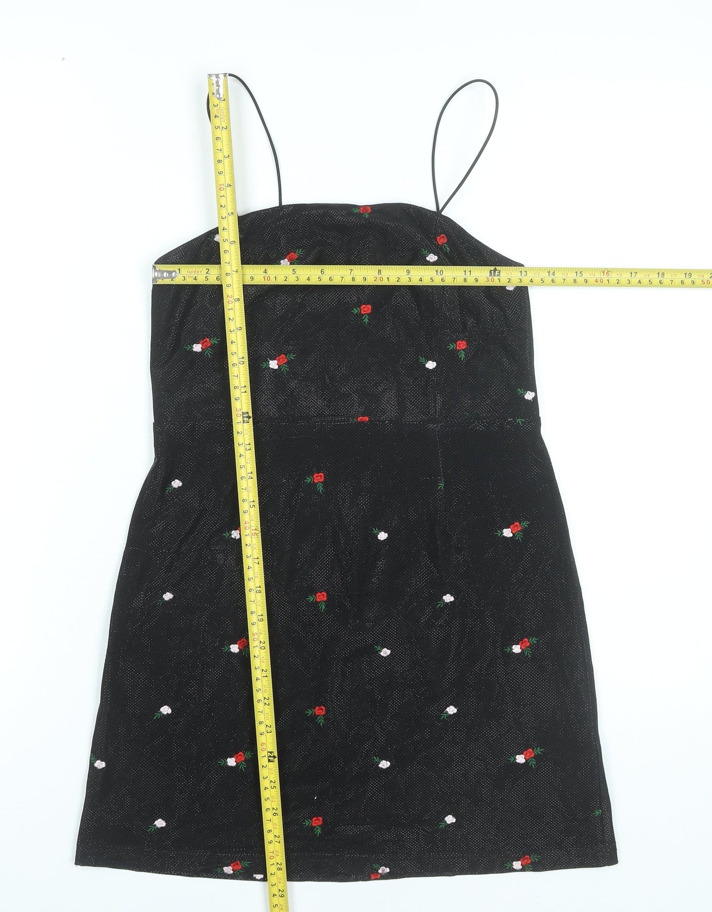 Urban Outfitters Women’s Black Floral Embroidered Slip Dress S