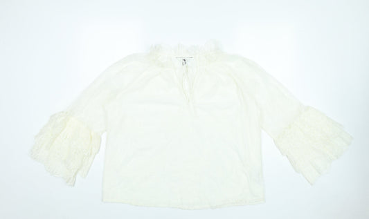 Marks and Spencer Women’s Ivory Lace Tunic Blouse Size 14