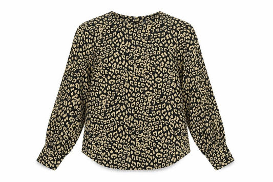 Marks and Spencer Womens Leopard Print Blouse Size 12 Long Sleeve