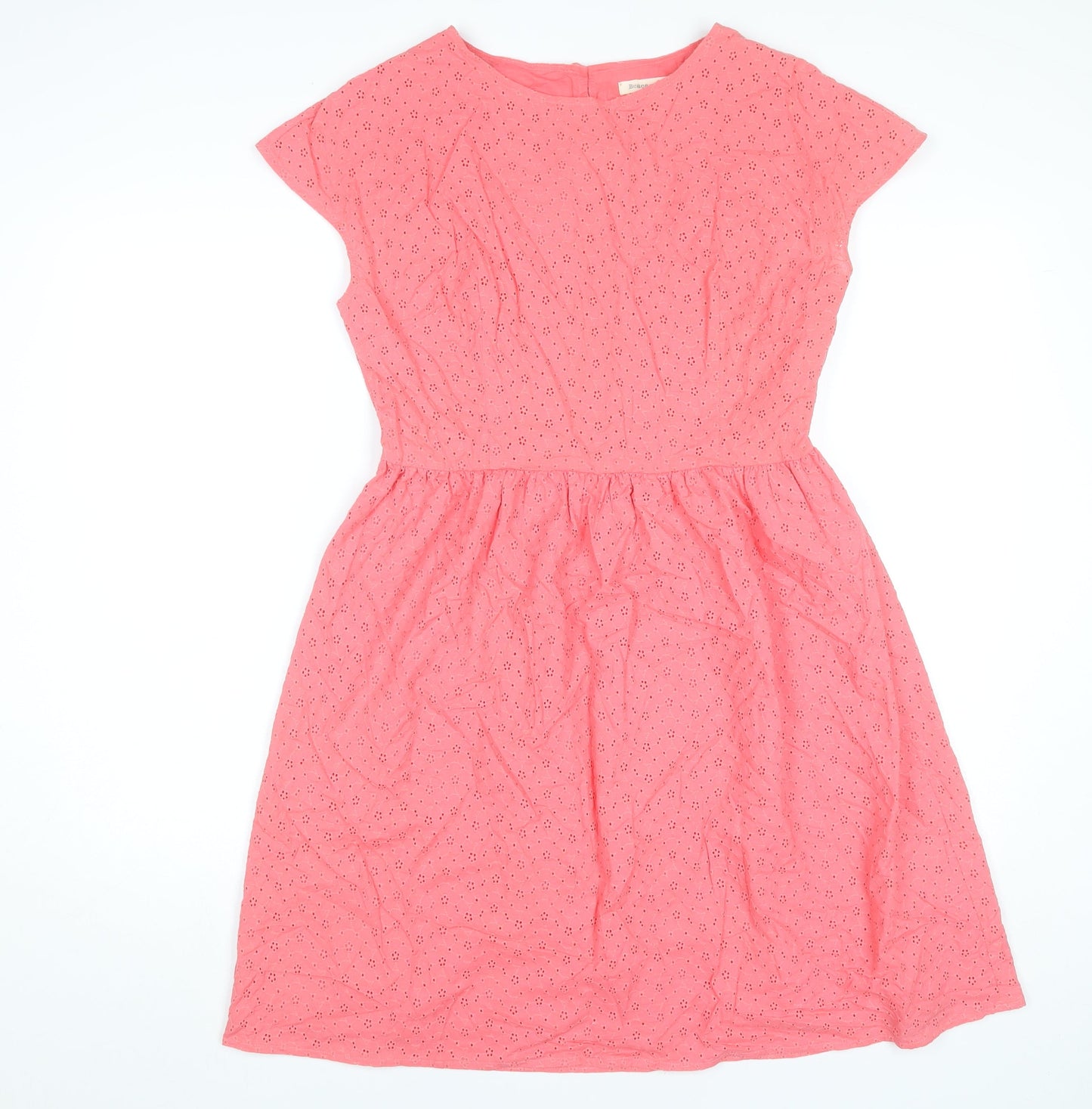 Beacon Cove Womens Pink Cotton A-Line Knee Dress Size 12