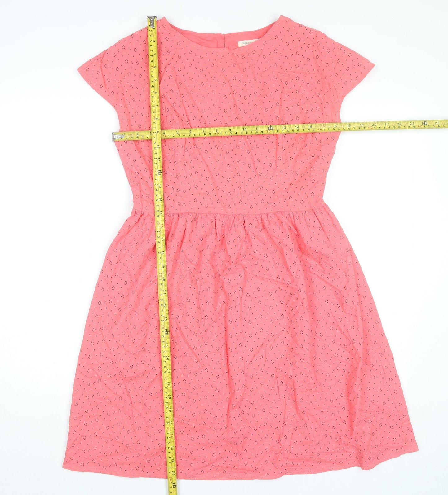 Beacon Cove Womens Pink Cotton A-Line Knee Dress Size 12