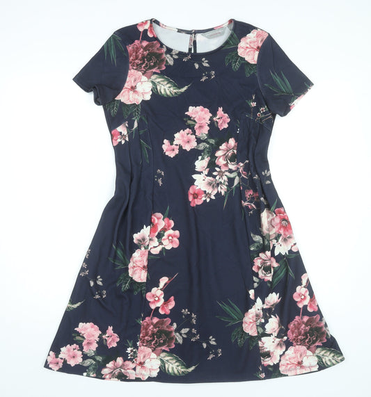 Dorothy Perkins Women’s Blue Floral A-Line Knee Dress Size 10