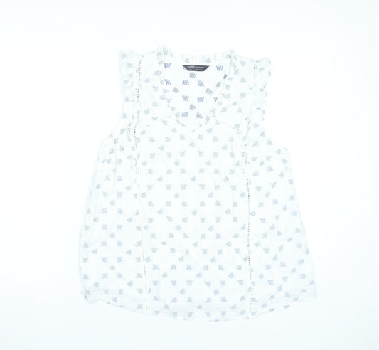 Marks and Spencer Women’s White Floral Ruffle Blouse Size 14