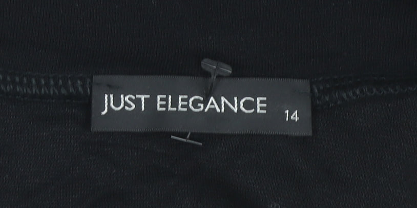 Just Elegance Women Black Size 14 A-Line Midi Skirt Stretch