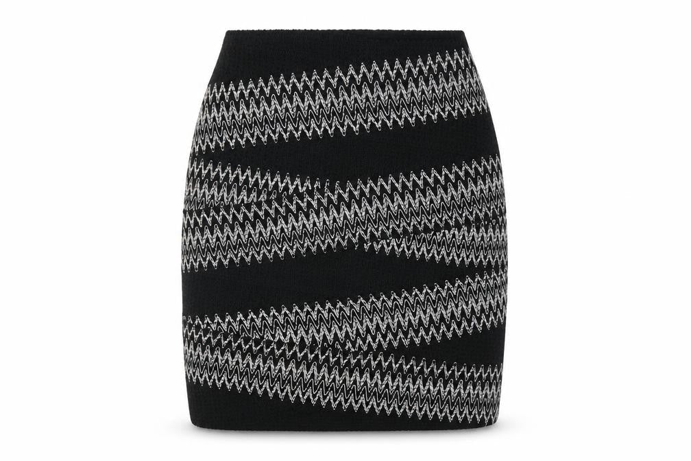 H&M Womens Black Striped Pencil Skirt XS Stretch Knit Short