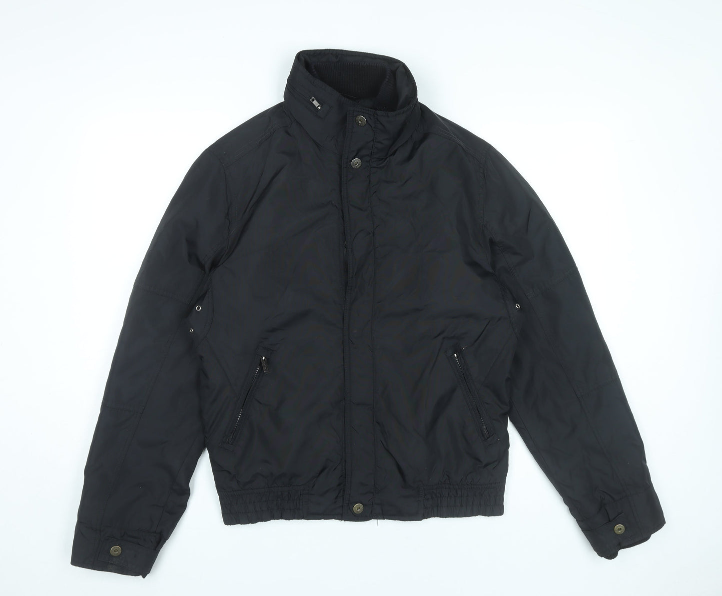 Zara Man Black Bomber Jacket Men's M Regular Fit Polyester