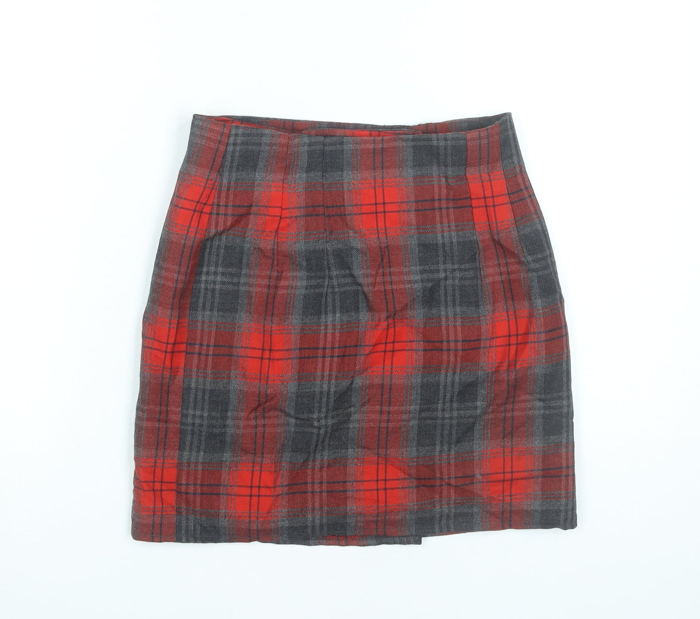 Creazioni by Santino Women Red Plaid Wool Knee Pencil Skirt M