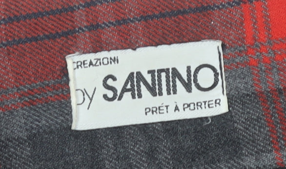 Creazioni by Santino Women Red Plaid Wool Knee Pencil Skirt M